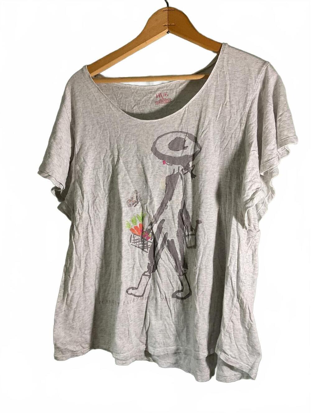 Hue Casual Graphic T-Shirt With Gardener Print Xl